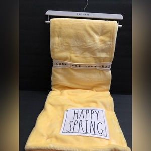 Plush Rae Dunn Happy Spring throw blanket